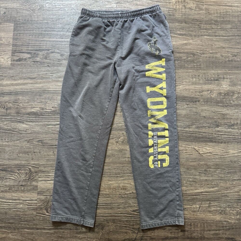 Jansport University of Wyoming Cowboys Sweatpants Mens L Grey Graphic distressed
